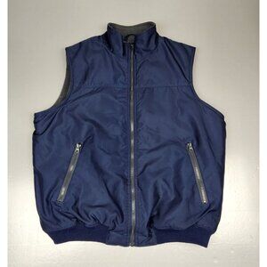 Chaps Puffer Vest Mens Large. Navy Blue Polyester Grey Lined.‎